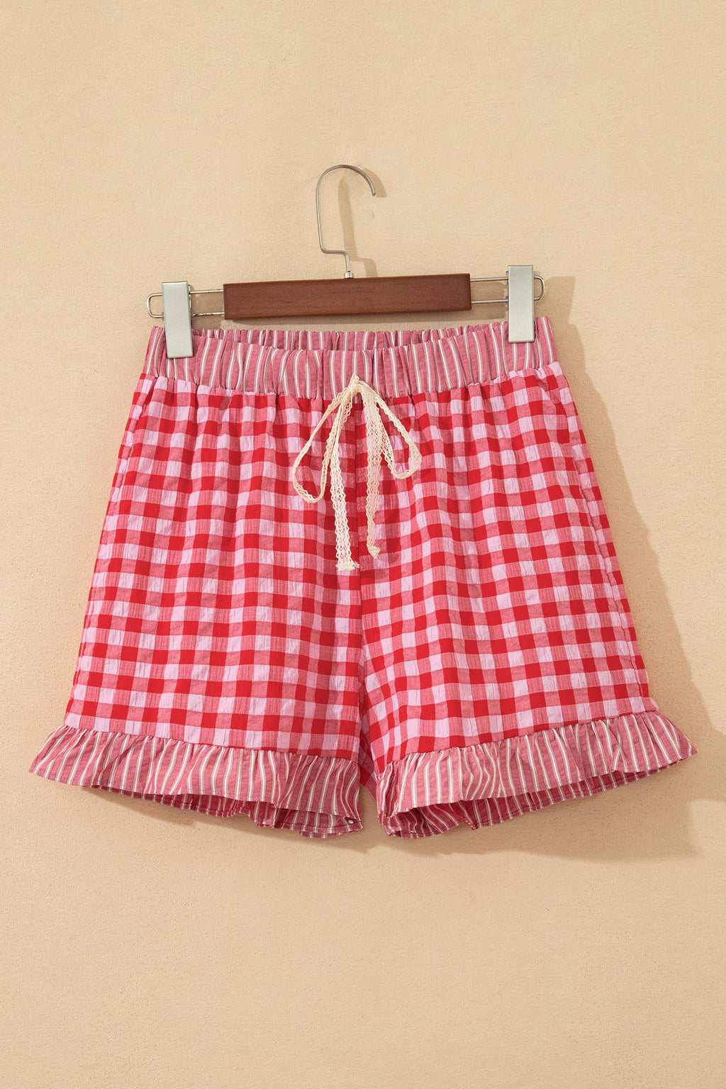 Plaid Checkered Gingham Print Ruffled Shorts