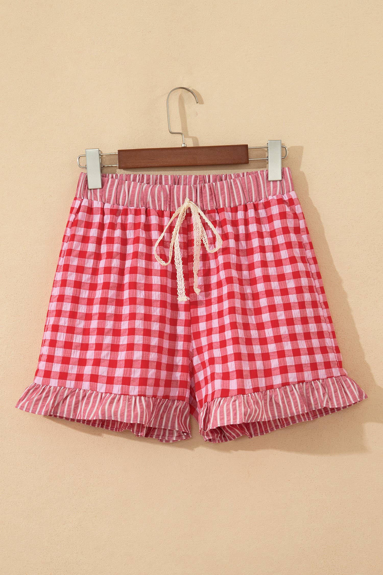 Plaid Checkered Gingham Print Ruffled Shorts