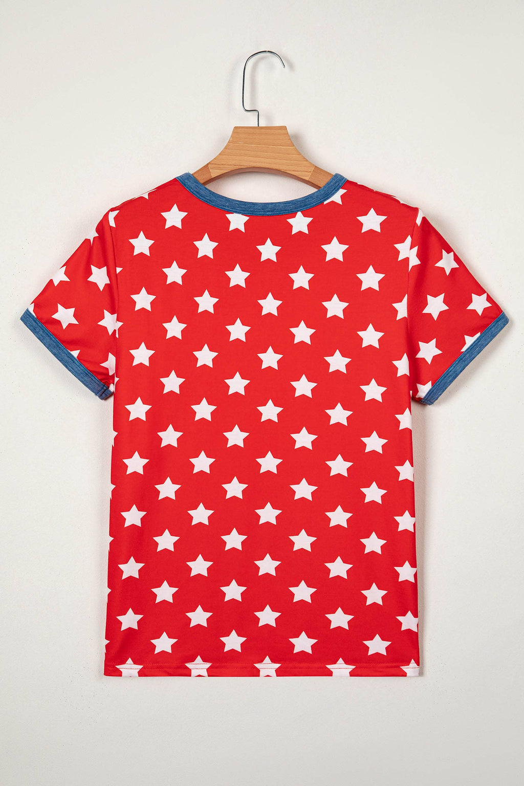 Stars Print Colorblock Tape Collar Viscose Tunic Top