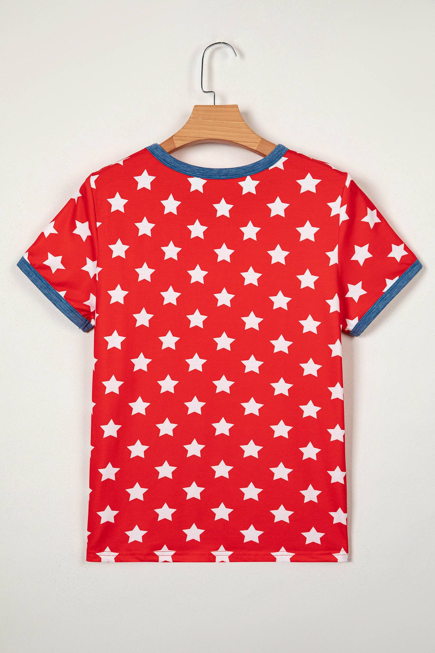Stars Print Colorblock Tape Collar Viscose Tunic Top