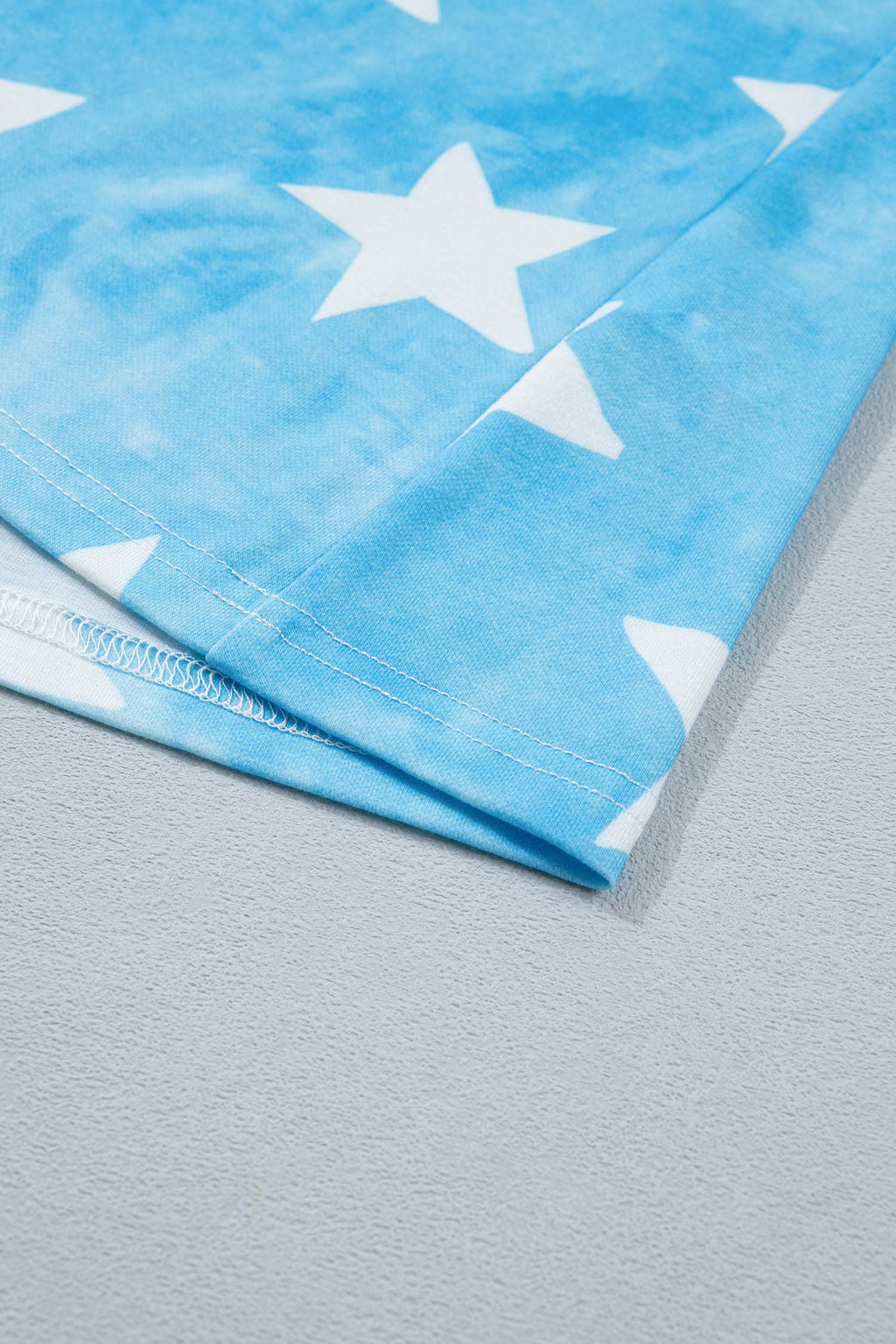 Tie Dye Star Print Striped Trim Round Neck Tank Top