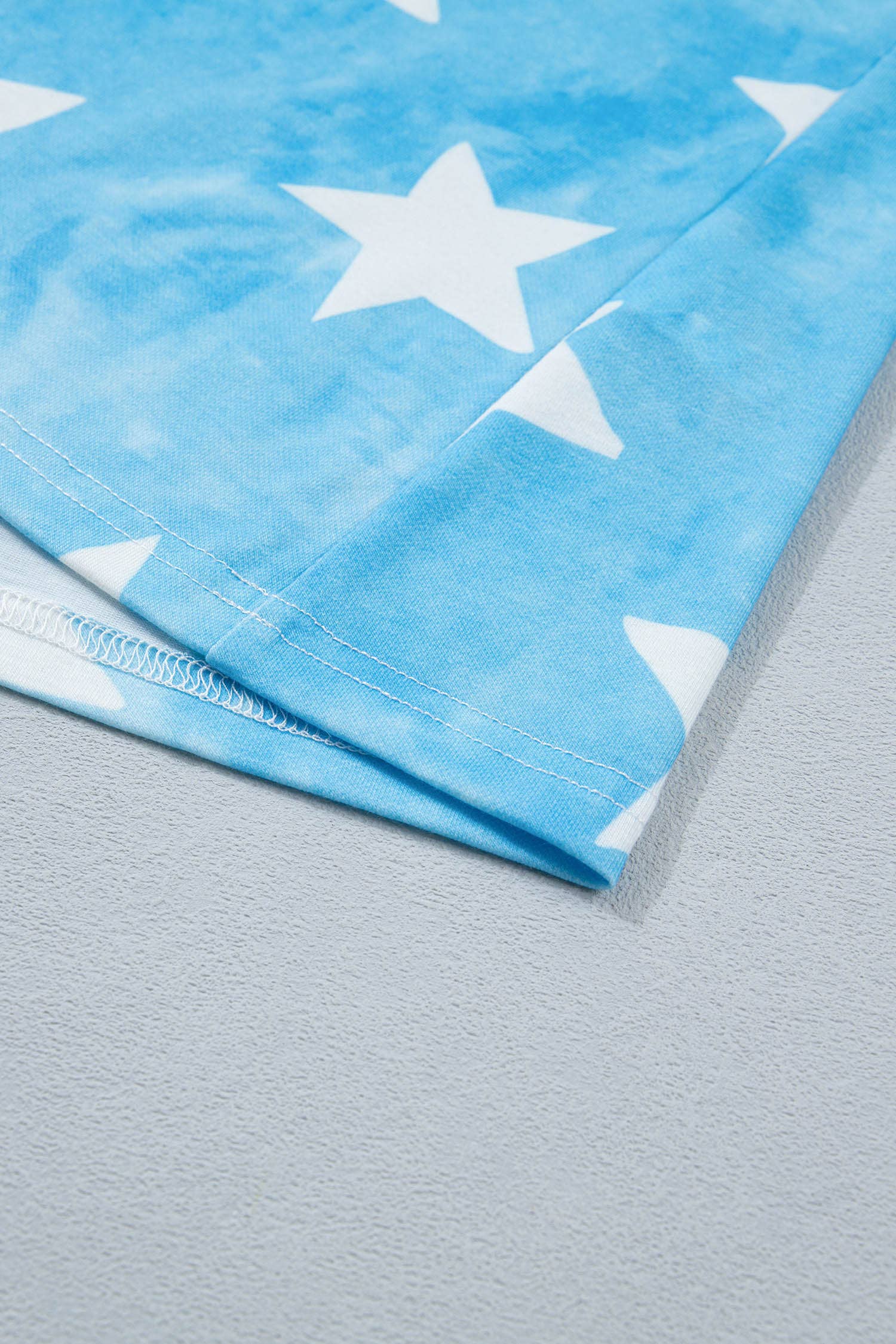 Tie Dye Star Print Striped Trim Round Neck Tank Top