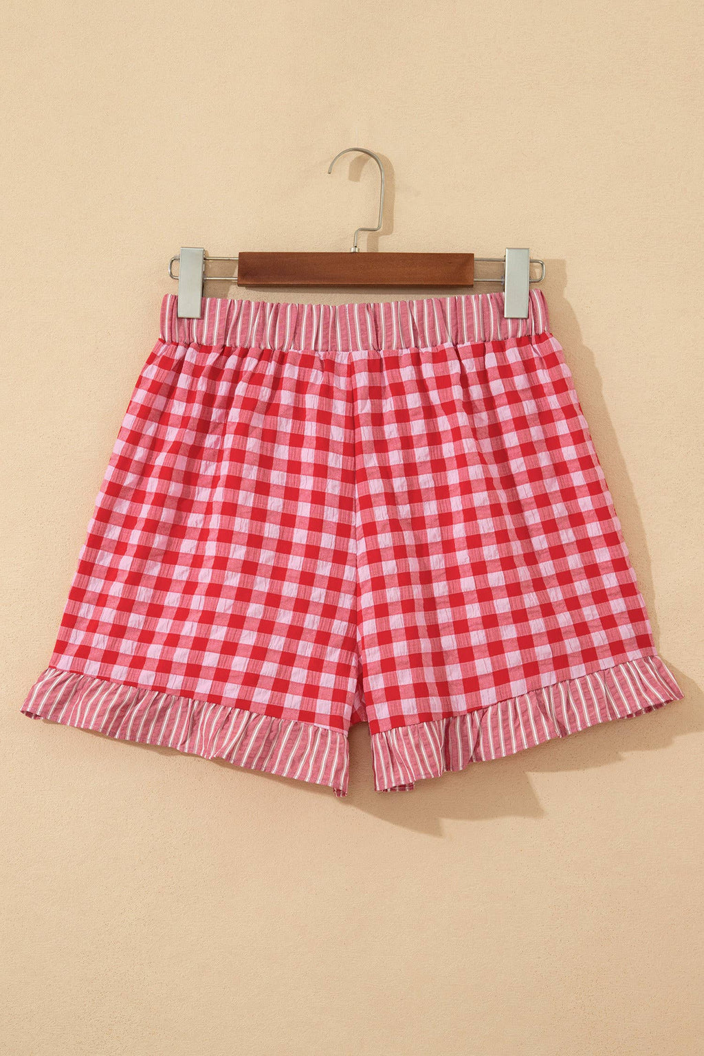 Plaid Checkered Gingham Print Ruffled Shorts