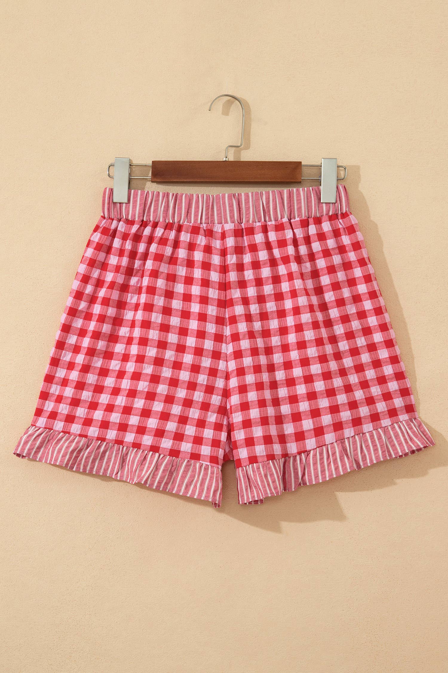Plaid Checkered Gingham Print Ruffled Shorts