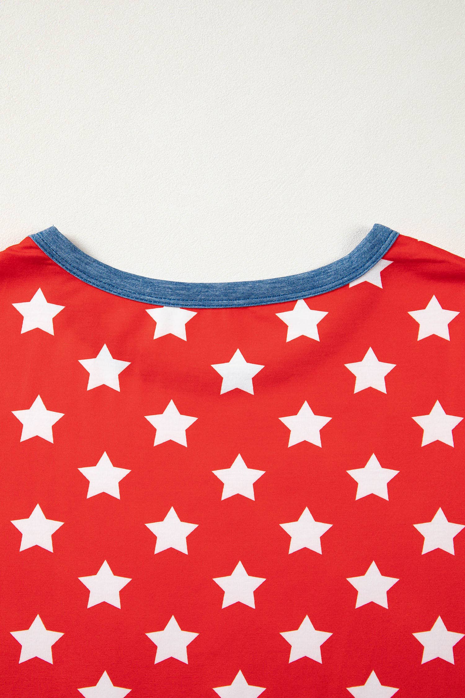 Stars Print Colorblock Tape Collar Viscose Tunic Top