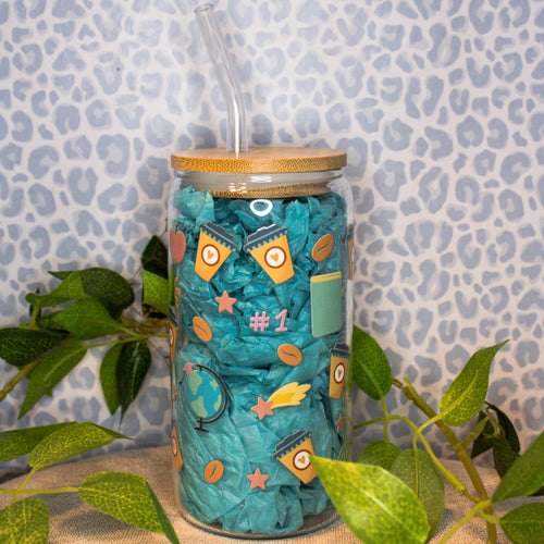 "Coffee, Teach, Repeat" Glass Tumbler Cup