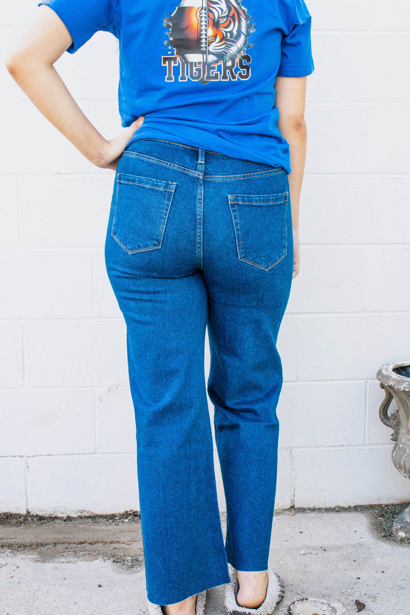 The Dakota True Blue Wide Leg with Fray Hem