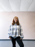 Blue Plaid Crew Neck