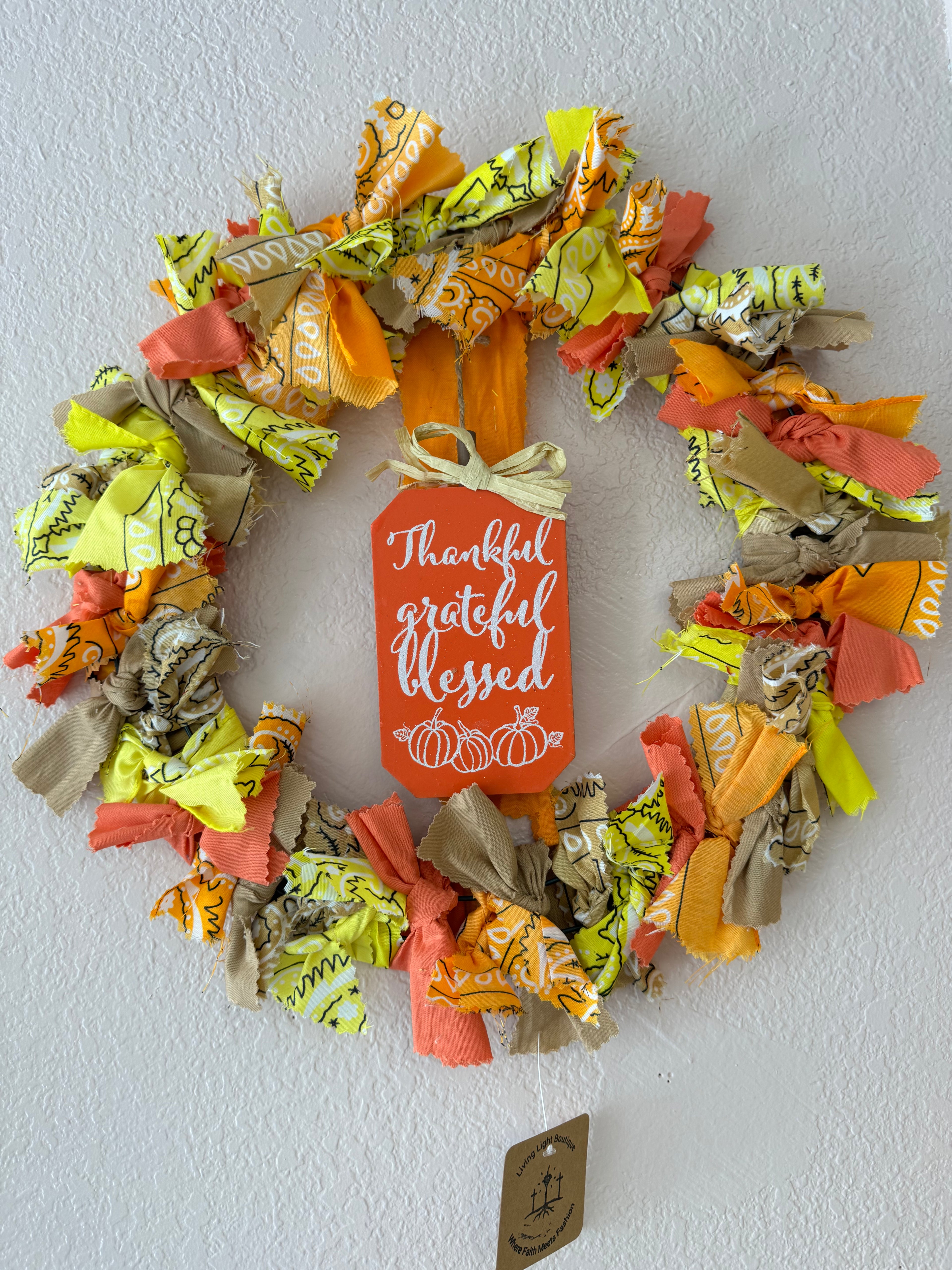 Autumn Gratitude Rag Wreath