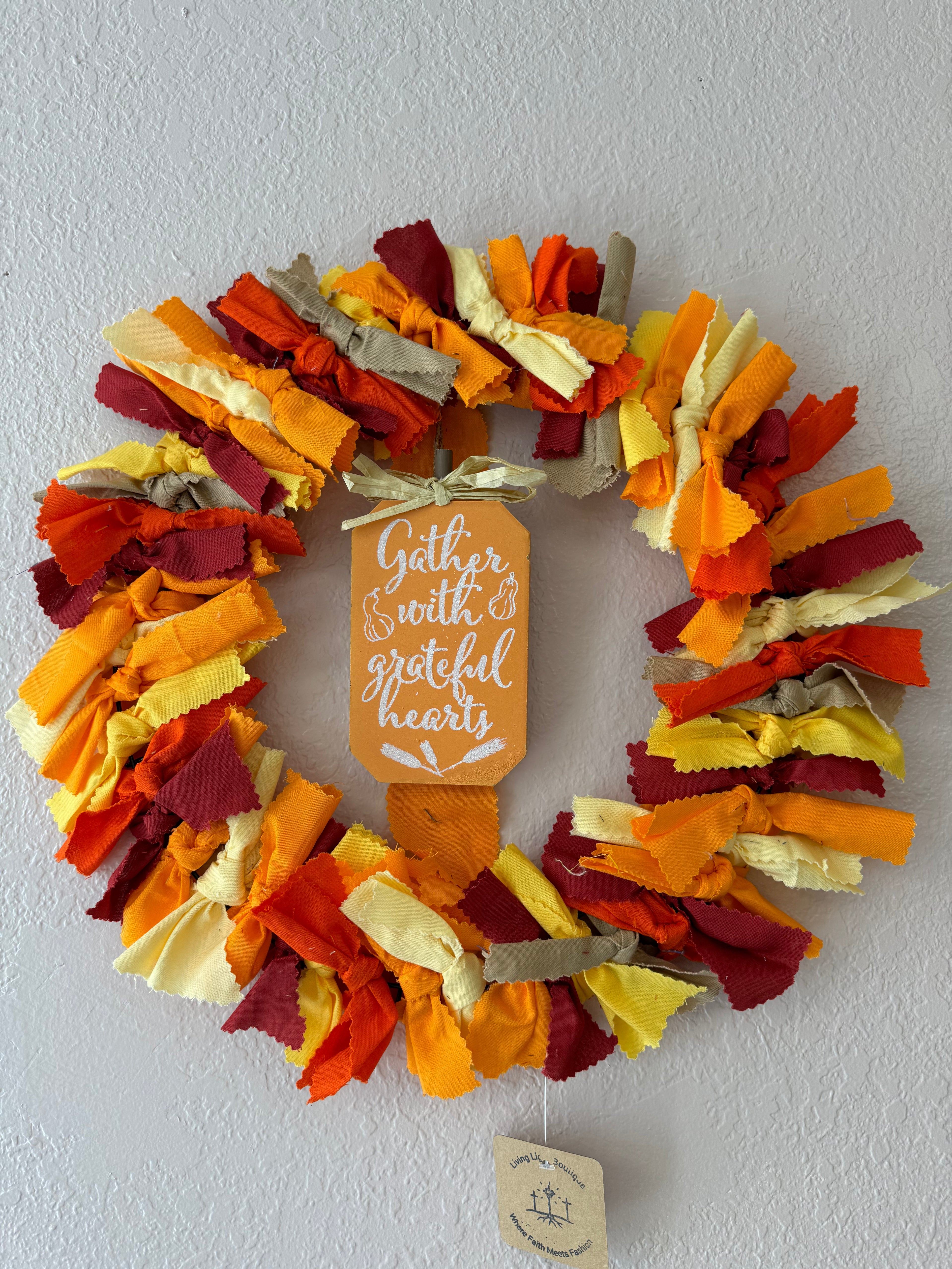 Autumn Gratitude Fabric Wreath