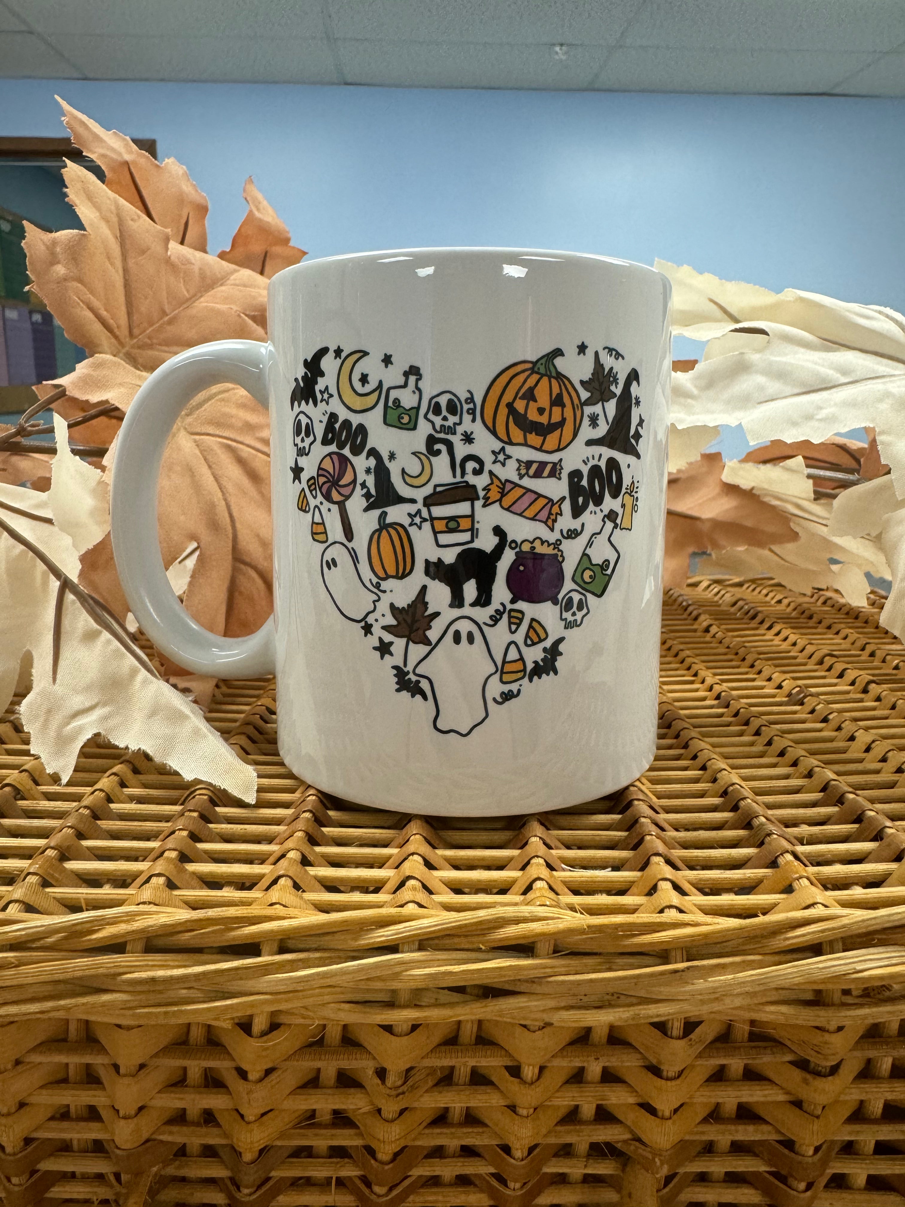 Halloween Print Heart 11 oz Coffee Mug