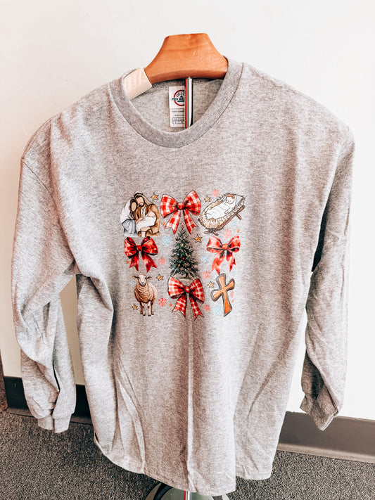 "Joyful Christmas Icons" Youth Long Sleeve Tee