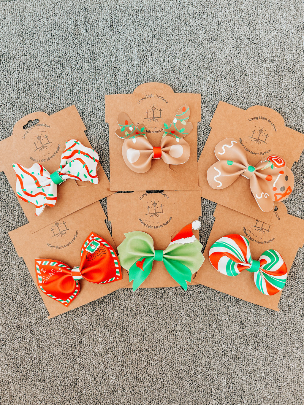 Traditional Christmas Faux Leather Hair Bows