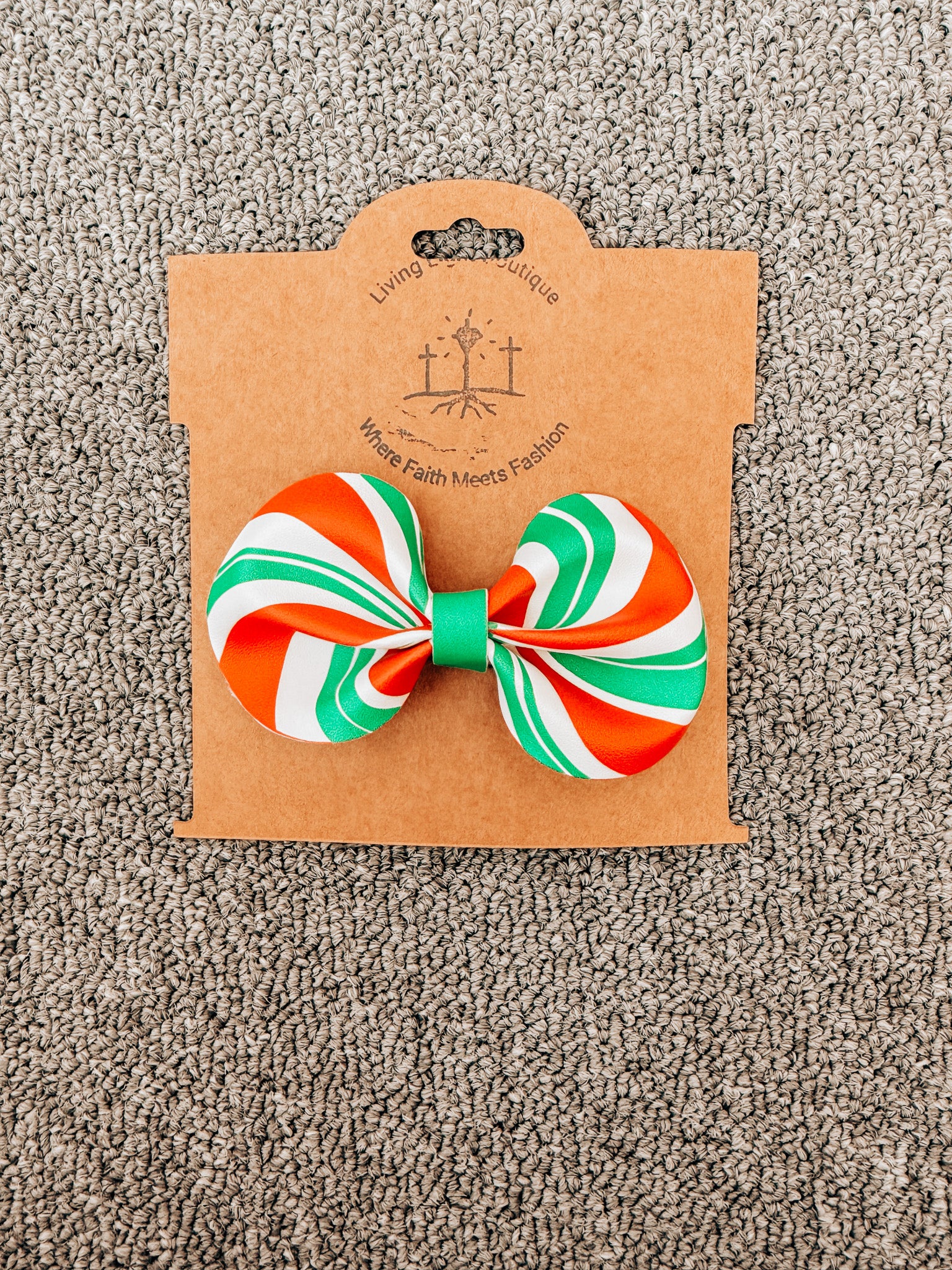 Traditional Christmas Faux Leather Hair Bows