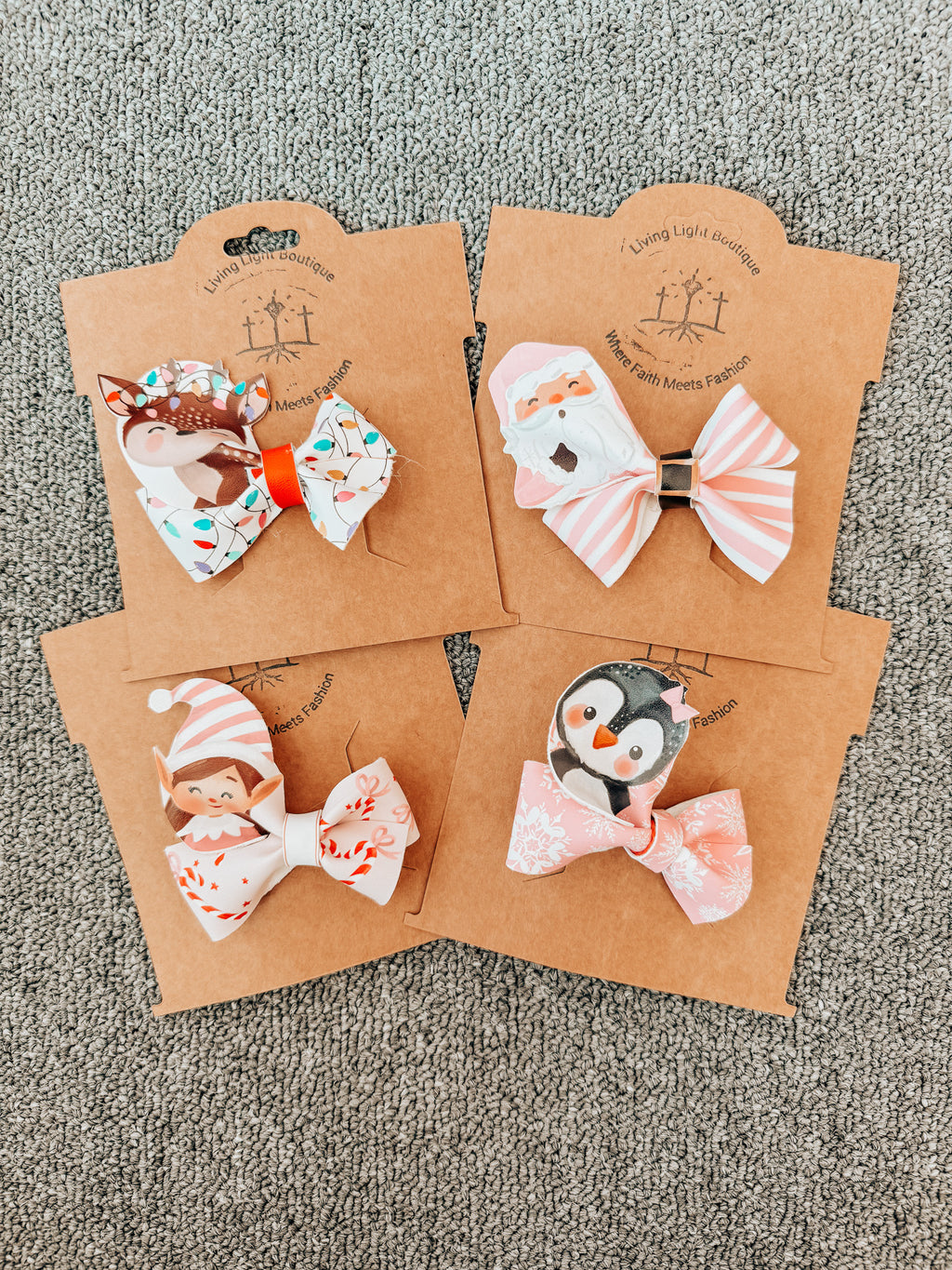 Christmas Character Faux Leather Hair Bows