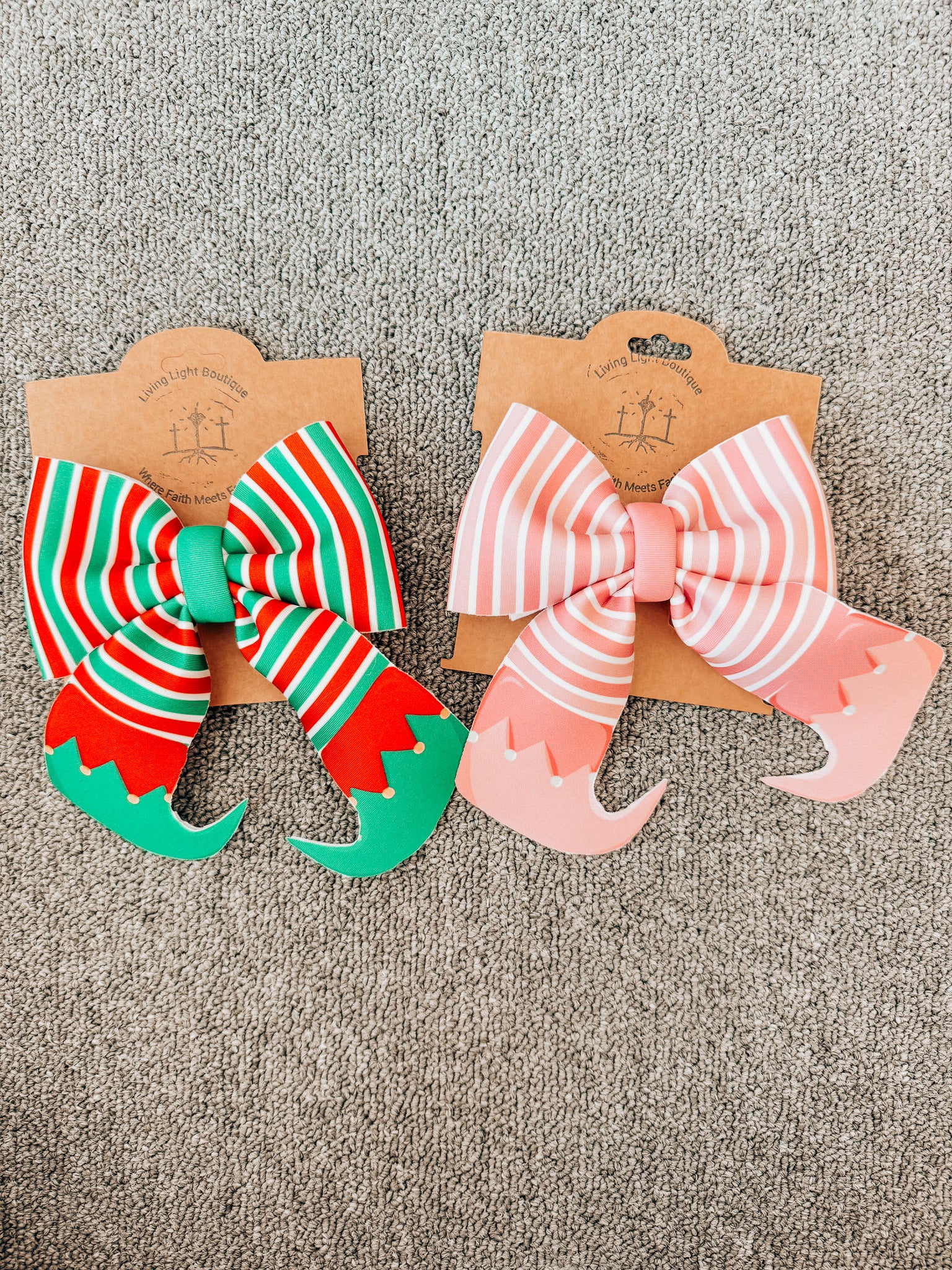 Elf Stocking Neoprene Layered Hair Bows