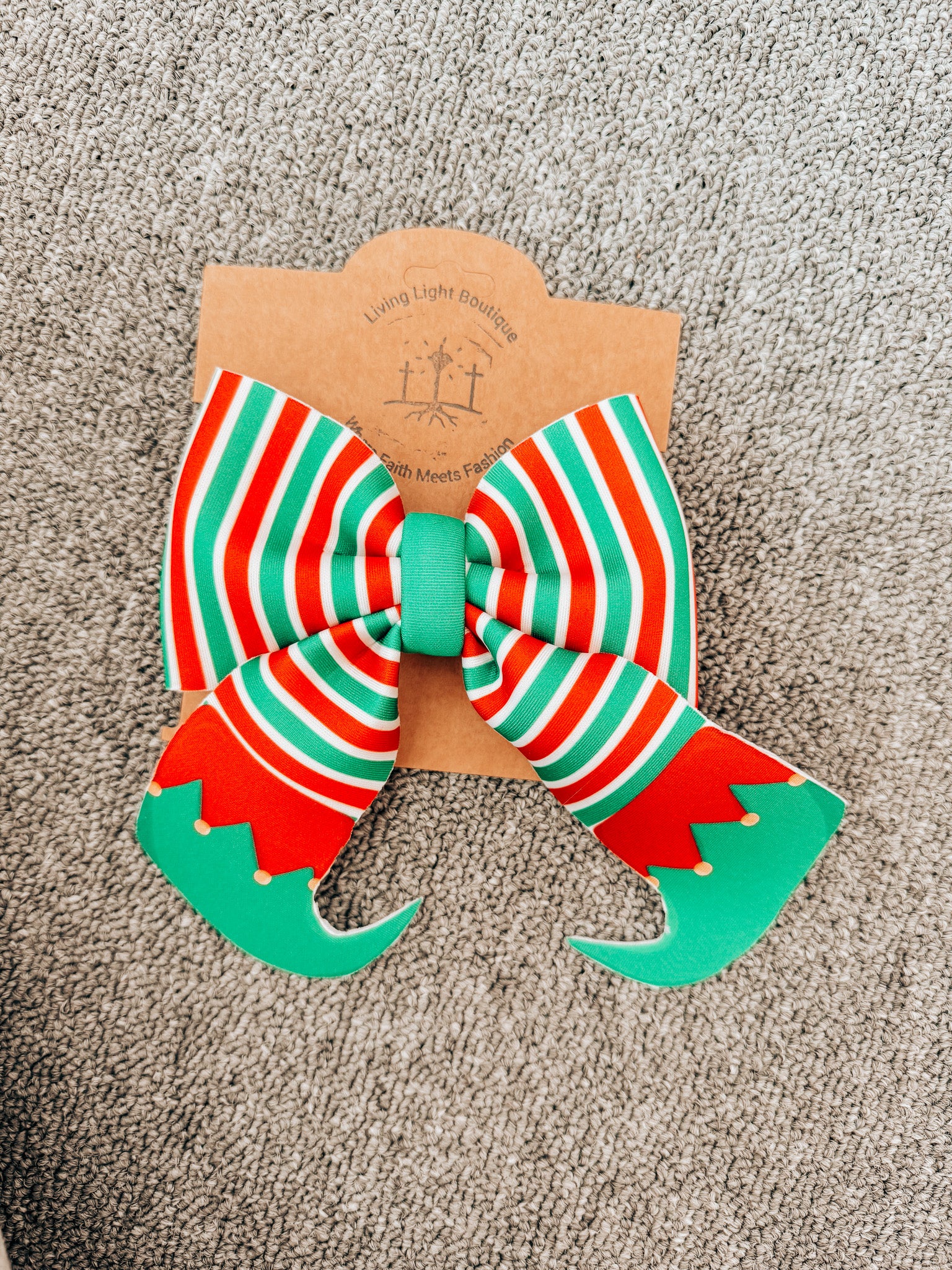 Elf Stocking Neoprene Layered Hair Bows