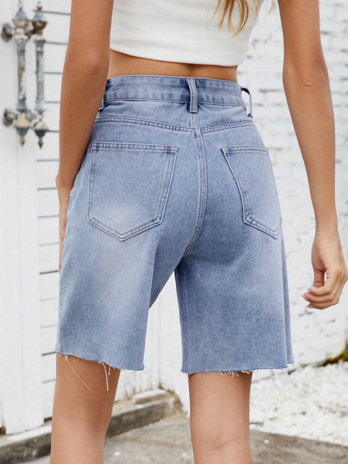 PREORDER: Washed Raw Hem Denim Shorts