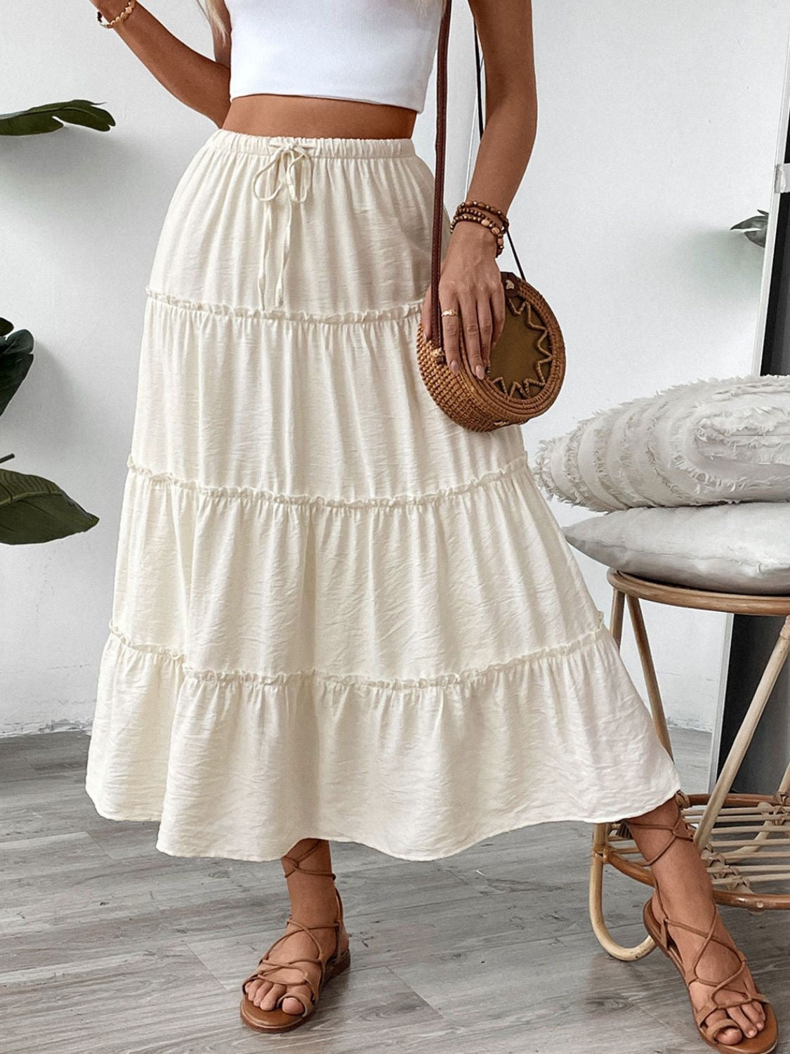 PREORDER: Drawstring Frill Tiered Skirt