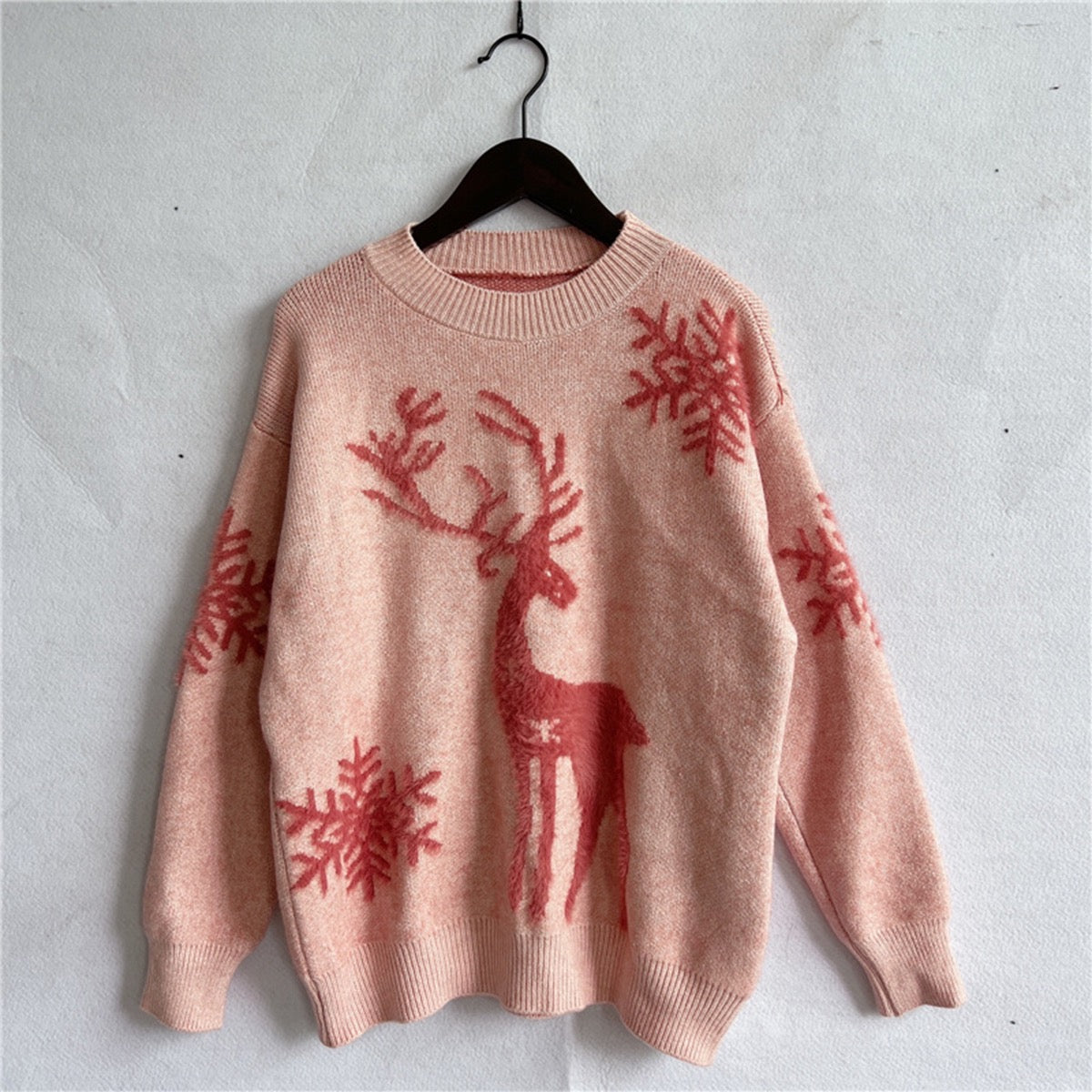 Blush Pink Reindeer Sweater