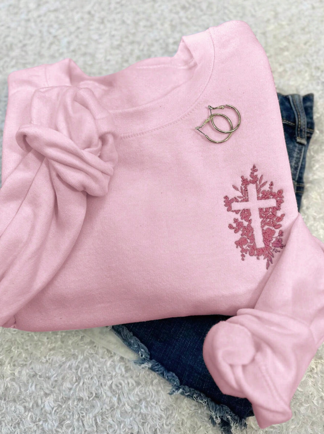 Faith Floral Cross Crewneck
