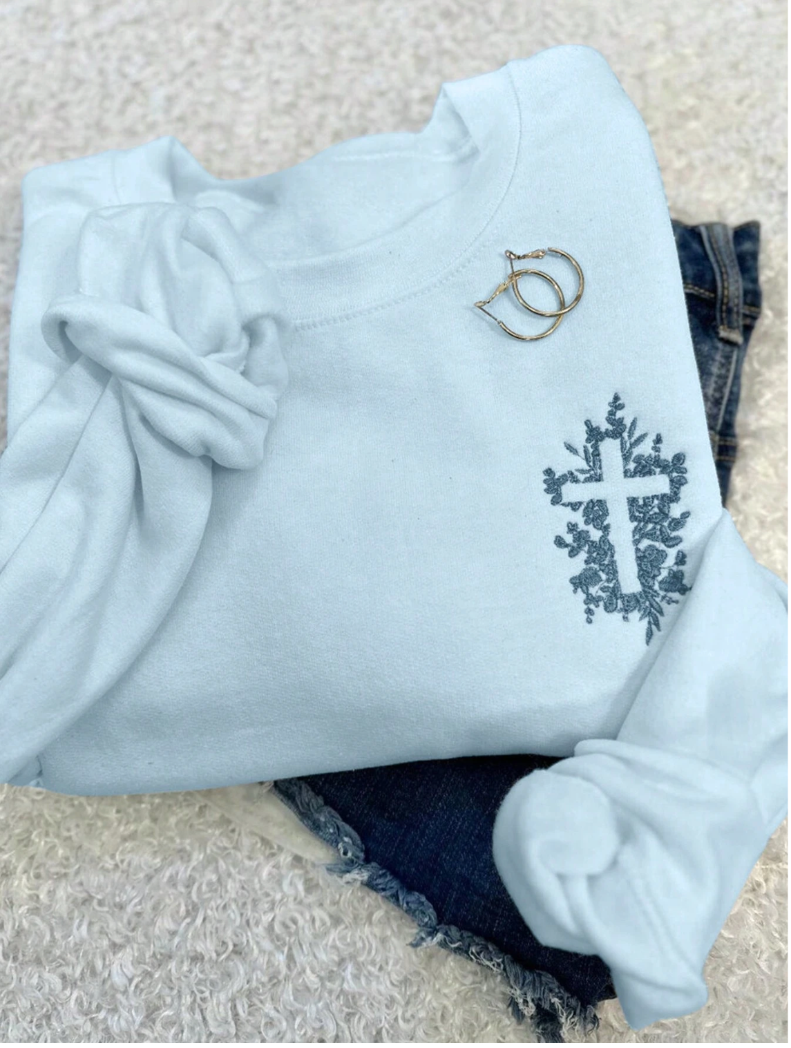 Faith Floral Cross Crewneck