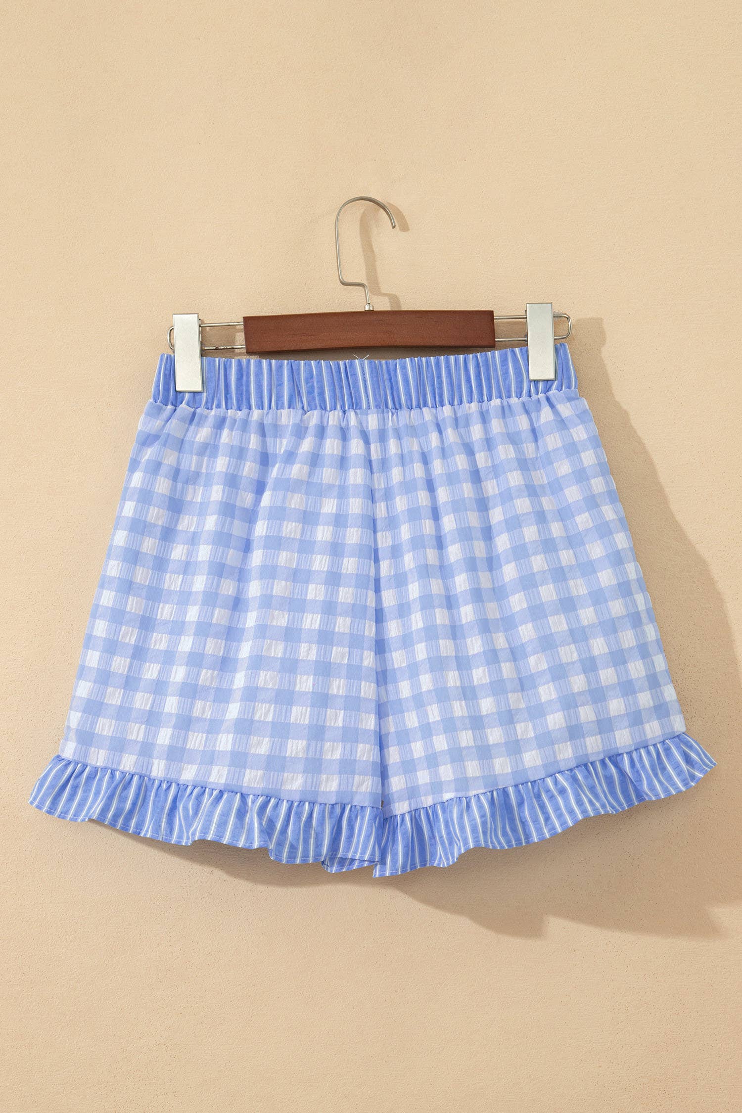 Plaid Checkered Gingham Print Ruffled Shorts