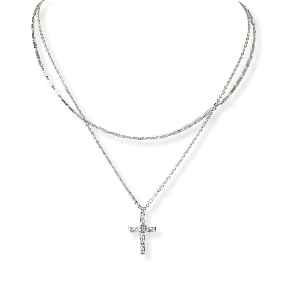 Cross Charm Double Layered Necklace