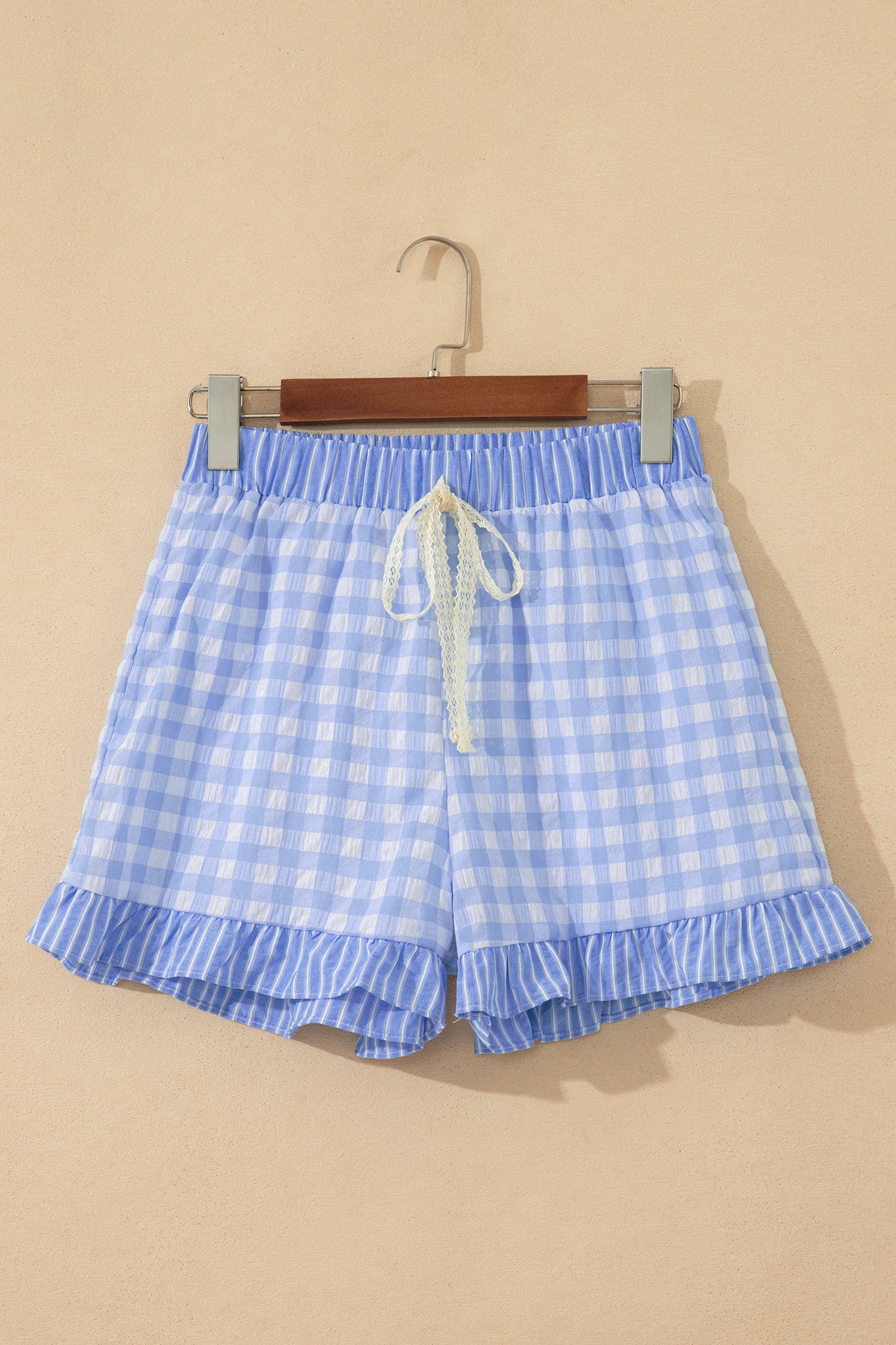 Plaid Checkered Gingham Print Ruffled Shorts