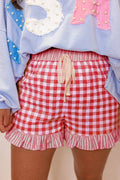 Plaid Checkered Gingham Print Ruffled Shorts