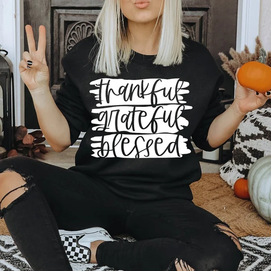 Thankful Grateful Blessed Gildan Softstyle T-Shirt - Heather Maroon